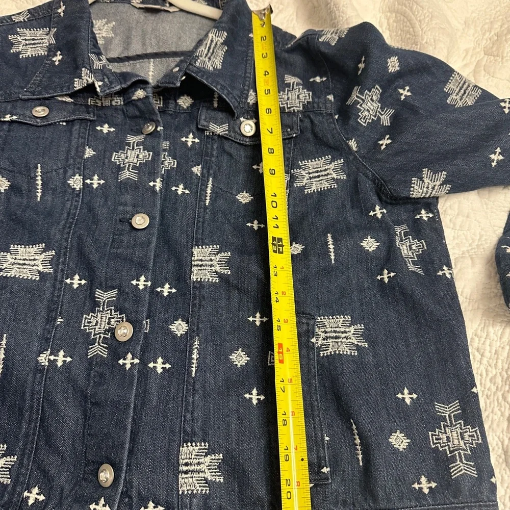Laura Ashley Denim Southwest Embroidered Rhinestone Button jean jacket Sz 2X - Picture 5 of 7